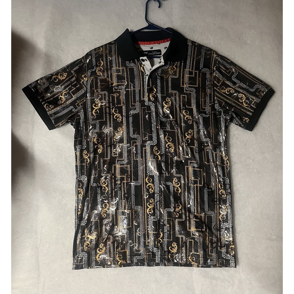 Vip Collection Men's Luxury Polo Shiny Short Sleeve Size Small